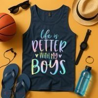 Life Is Better With My Boy Mom Of Boy Gifts Tie Dye Long Tank Top thumb 4