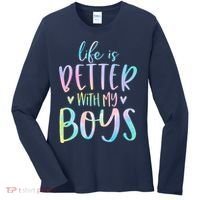 Life Is Better With My Boy Mom Of Boy Gifts Tie Dye Long Women's Long Sleeve Shirt thumb 0