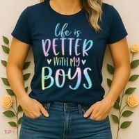 Life Is Better With My Boy Mom Of Boy Gifts Tie Dye Long Women's T-Shirt thumb 2