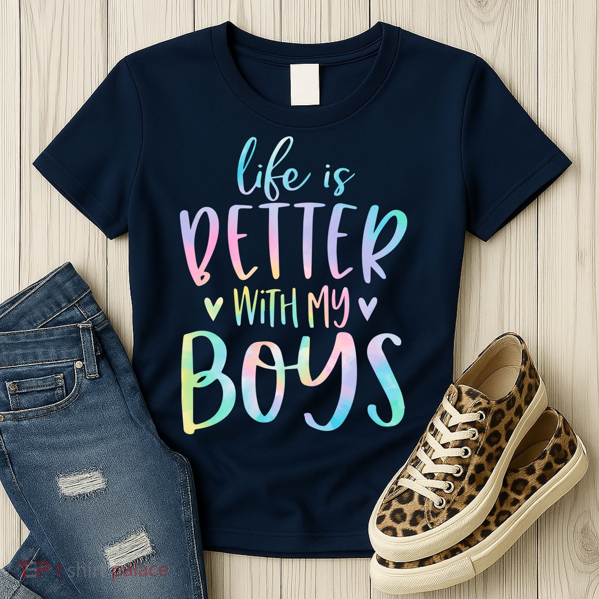 Life Is Better With My Boy Mom Of Boy Gifts Tie Dye Long Women's T-Shirt