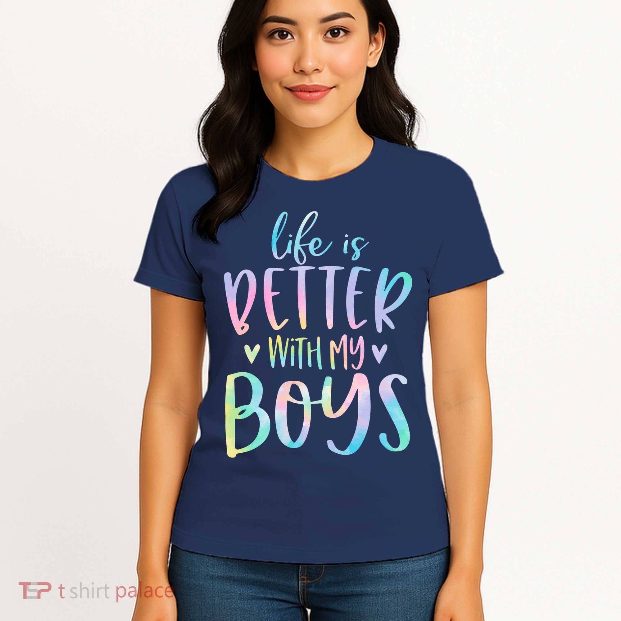 Life Is Better With My Boy Mom Of Boy Gifts Tie Dye Long Women's T-Shirt