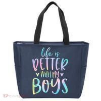 Life Is Better With My Boy Mom Of Boy Gifts Tie Dye Long Tote Bag thumb 0