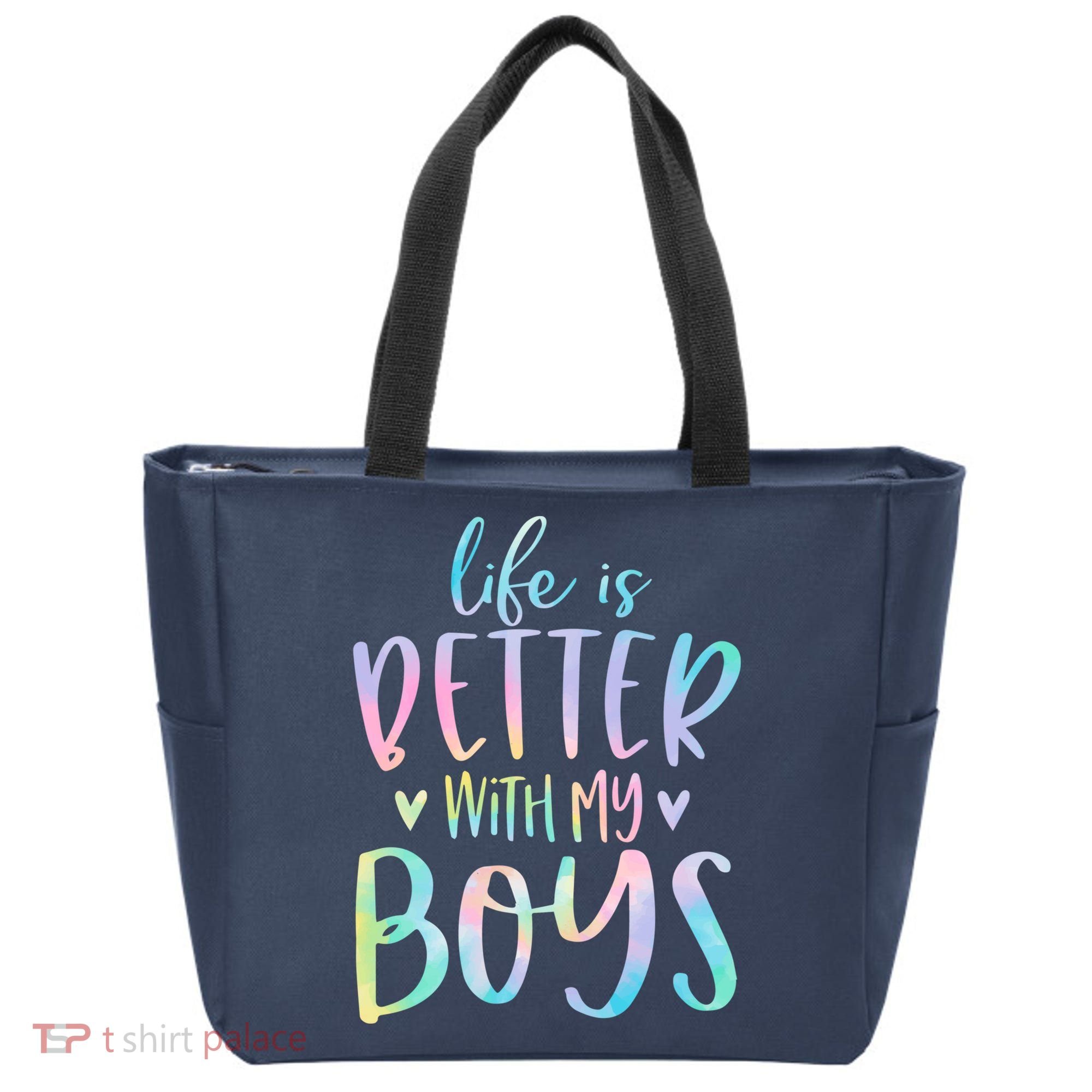 Life Is Better With My Boy Mom Of Boy Gifts Tie Dye Long Tote Bag