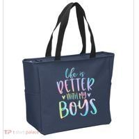 Life Is Better With My Boy Mom Of Boy Gifts Tie Dye Long Tote Bag thumb 2