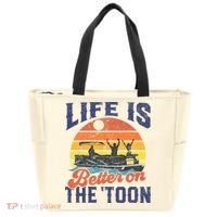 Life Is Better On The Toon Pontoon Boat Boating Fathers Gift Tote Bag thumb 0
