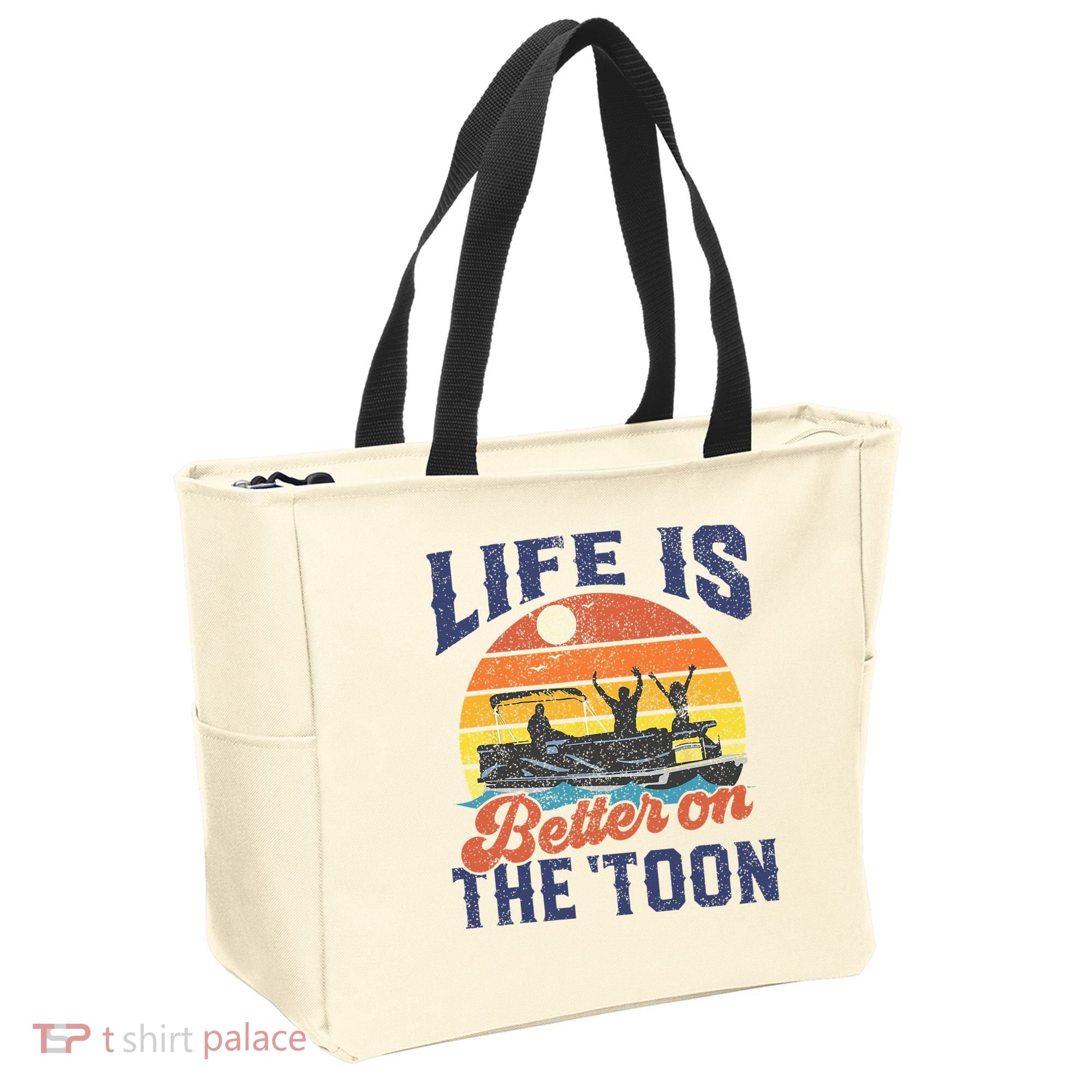 Life Is Better On The Toon Pontoon Boat Boating Fathers Gift Tote Bag