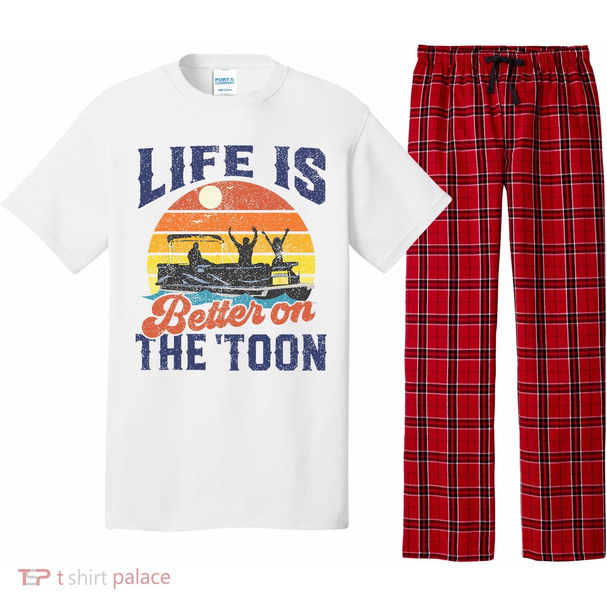 Life Is Better On The Toon Pontoon Boat Boating Fathers Gift Pajama Set