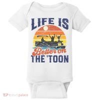 Life Is Better On The Toon Pontoon Boat Boating Fathers Gift Baby Bodysuit thumb 0