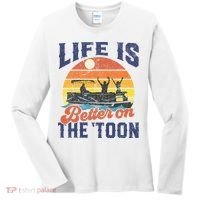 Life Is Better On The Toon Pontoon Boat Boating Fathers Gift Women's Long Sleeve Shirt thumb 0