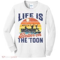 Life Is Better On The Toon Pontoon Boat Boating Fathers Gift Kids Long Sleeve Shirt thumb 0