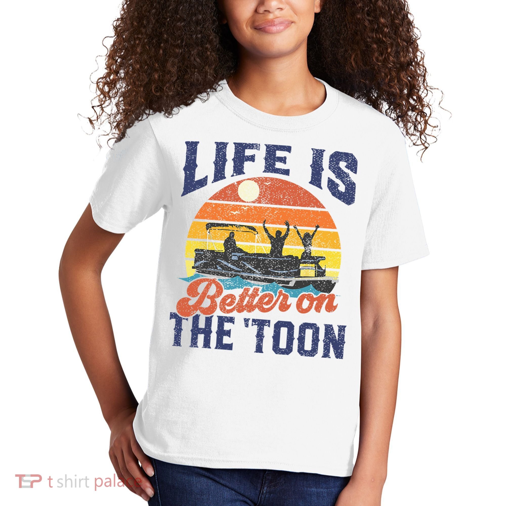 Life Is Better On The Toon Pontoon Boat Boating Fathers Gift Kids T-Shirt