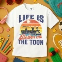 Life Is Better On The Toon Pontoon Boat Boating Fathers Gift Kids T-Shirt thumb 3