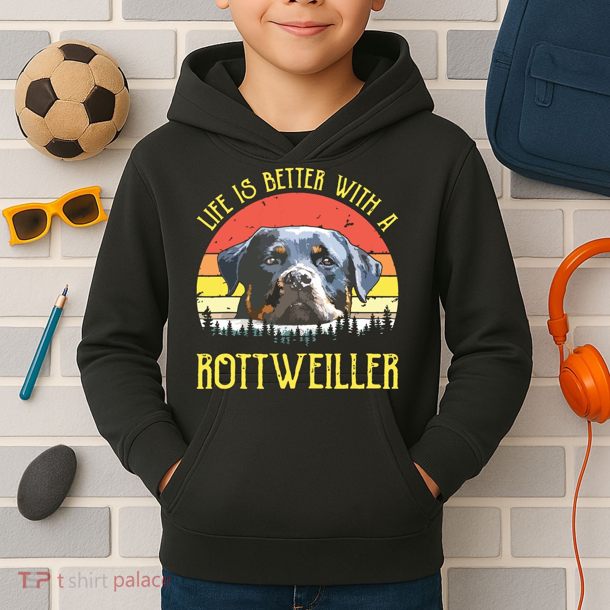 Life Is Better With A Rottweiler Dog Lover Gift Kids Hoodie