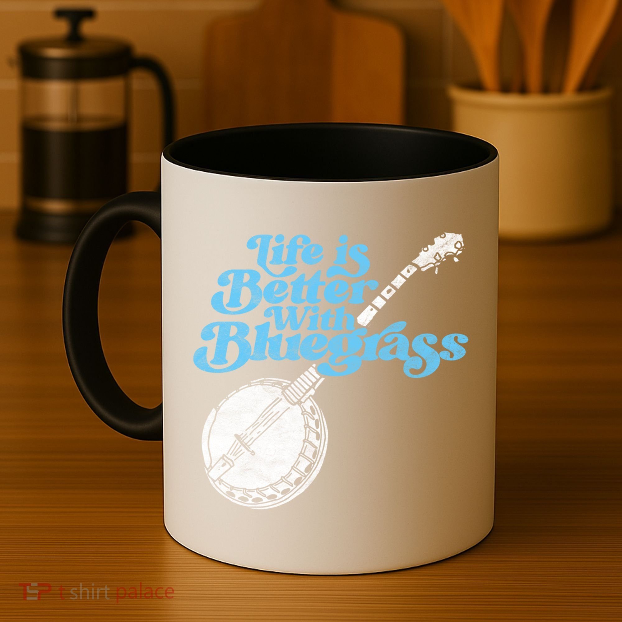 Life Is Better With Bluegrass! Eighties Vibe Banjo Retro Gift Coffee Mug