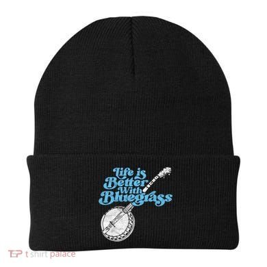 Life Is Better With Bluegrass! Eighties Vibe Banjo Retro Gift Beanie