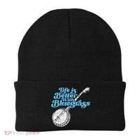 Life Is Better With Bluegrass! Eighties Vibe Banjo Retro Gift Beanie thumb 0