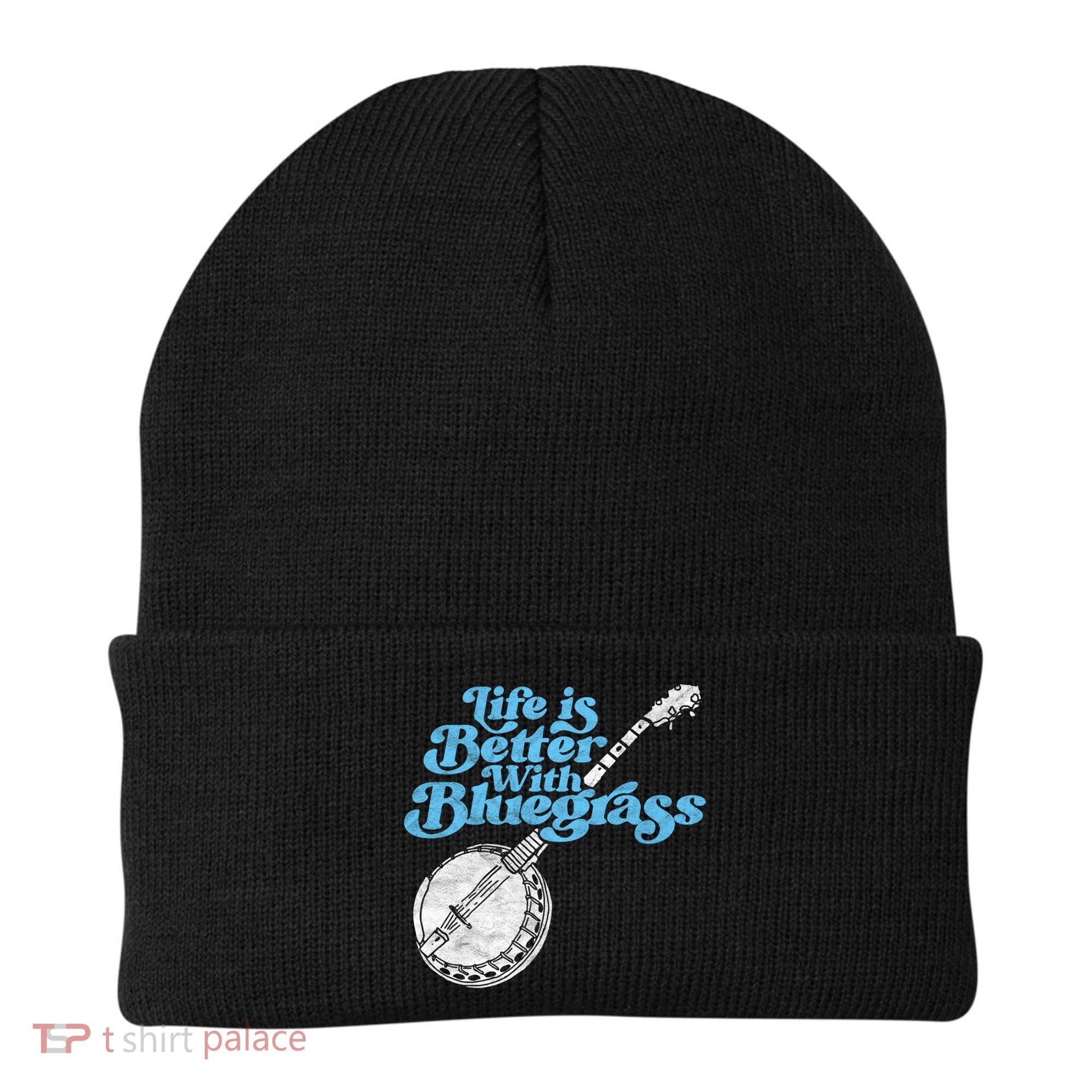 Life Is Better With Bluegrass! Eighties Vibe Banjo Retro Gift Beanie