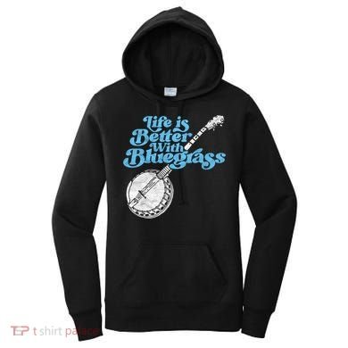 Life Is Better With Bluegrass! Eighties Vibe Banjo Retro Gift Women's Hoodie