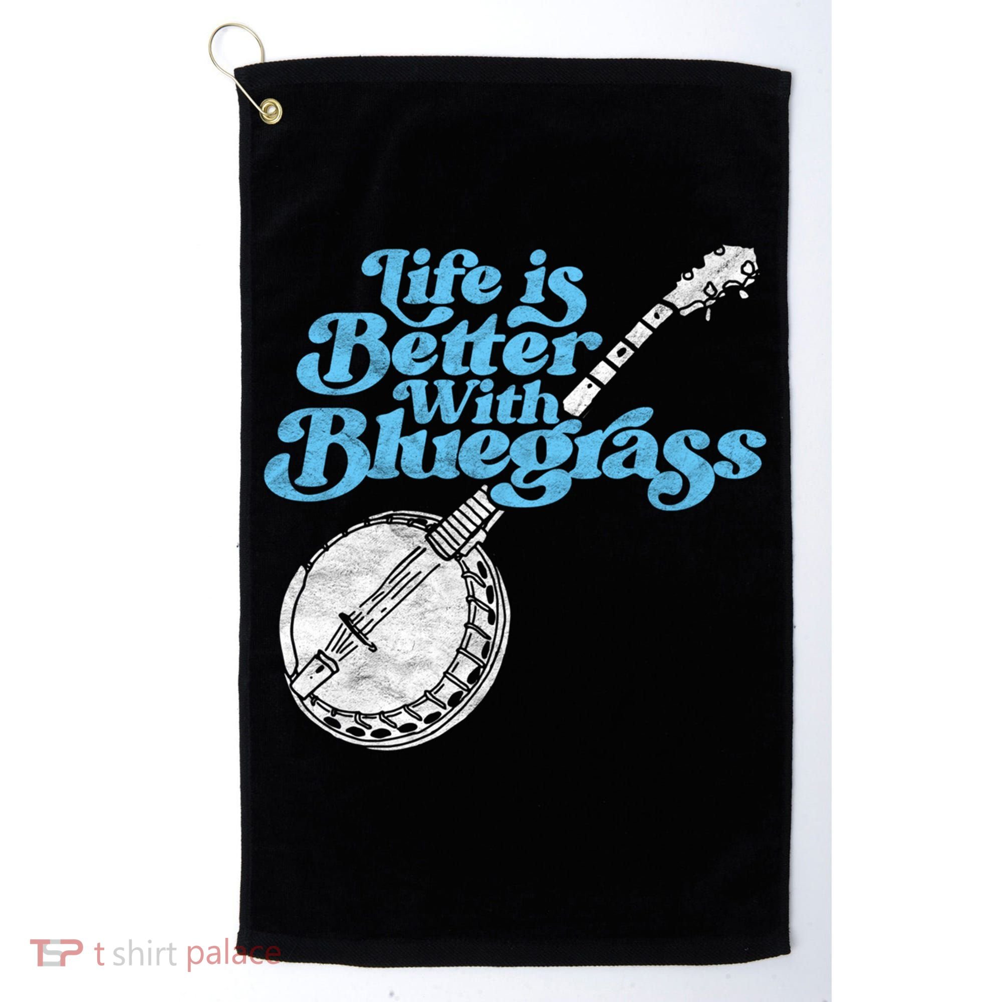 Life Is Better With Bluegrass! Eighties Vibe Banjo Retro Gift Golf Towel