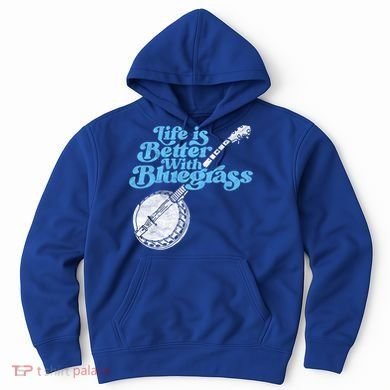 Life Is Better With Bluegrass! Eighties Vibe Banjo Retro Gift Hoodie