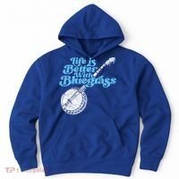 Life Is Better With Bluegrass! Eighties Vibe Banjo Retro Gift Hoodie thumb 0