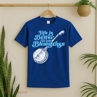 Life Is Better With Bluegrass! Eighties Vibe Banjo Retro Gift T-Shirt thumb 2