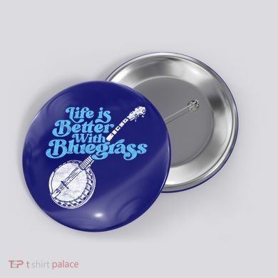 Life Is Better With Bluegrass! Eighties Vibe Banjo Retro Gift Button