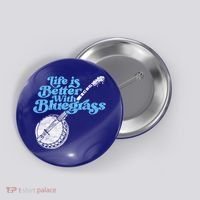 Life Is Better With Bluegrass! Eighties Vibe Banjo Retro Gift Button thumb 0