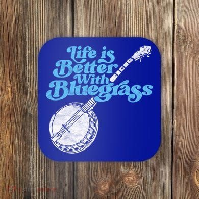 Life Is Better With Bluegrass! Eighties Vibe Banjo Retro Gift Coaster