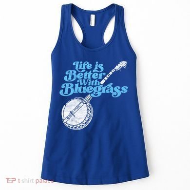 Life Is Better With Bluegrass! Eighties Vibe Banjo Retro Gift Women's Tank Top