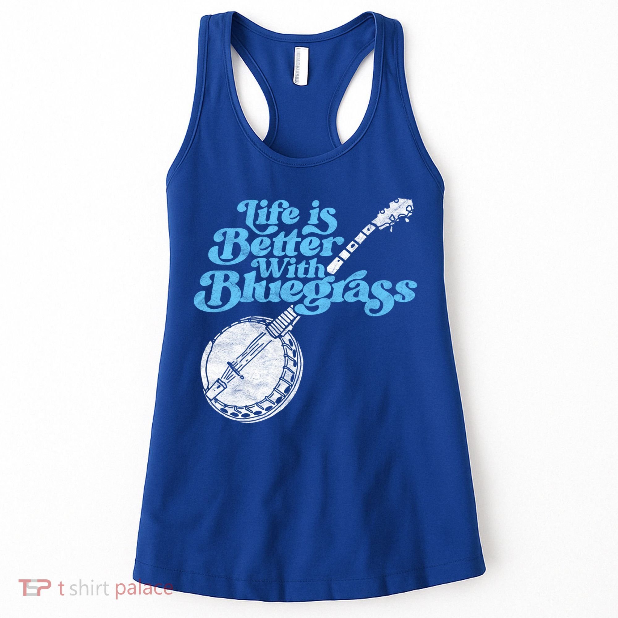 Life Is Better With Bluegrass! Eighties Vibe Banjo Retro Gift Women's Tank Top