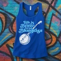 Life Is Better With Bluegrass! Eighties Vibe Banjo Retro Gift Women's Tank Top thumb 3