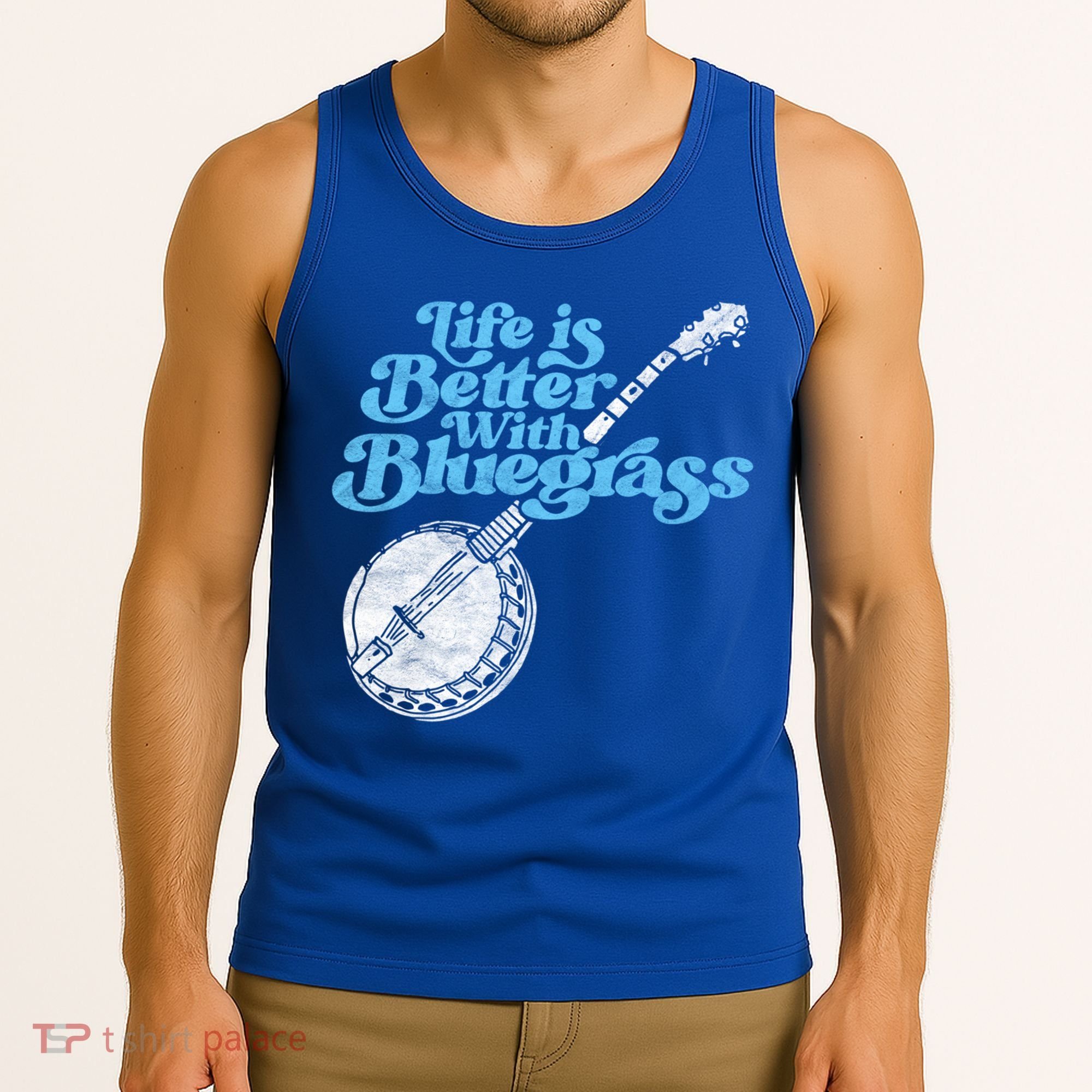 Life Is Better With Bluegrass! Eighties Vibe Banjo Retro Gift Tank Top