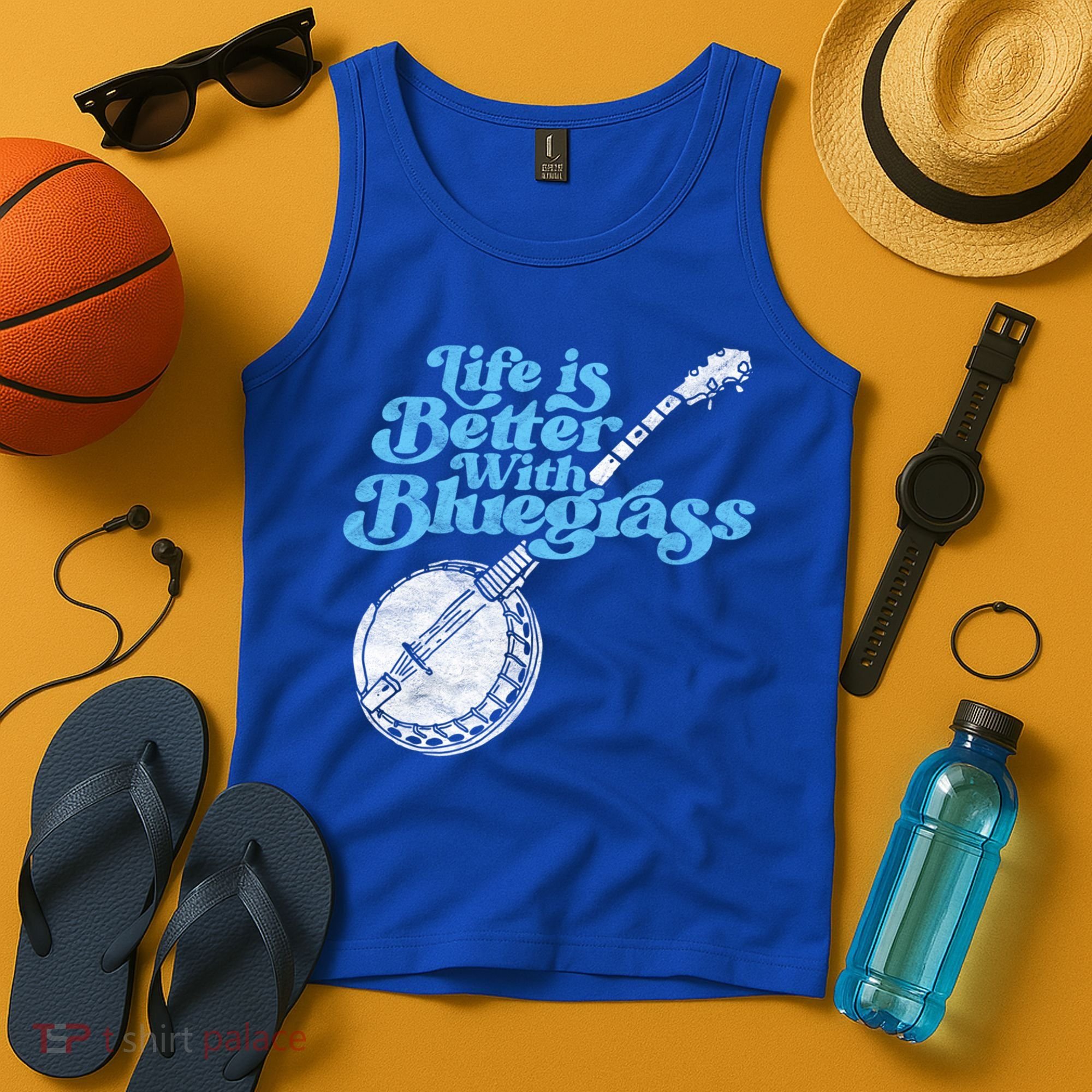 Life Is Better With Bluegrass! Eighties Vibe Banjo Retro Gift Tank Top