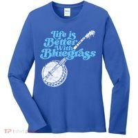 Life Is Better With Bluegrass! Eighties Vibe Banjo Retro Gift Women's Long Sleeve Shirt thumb 0