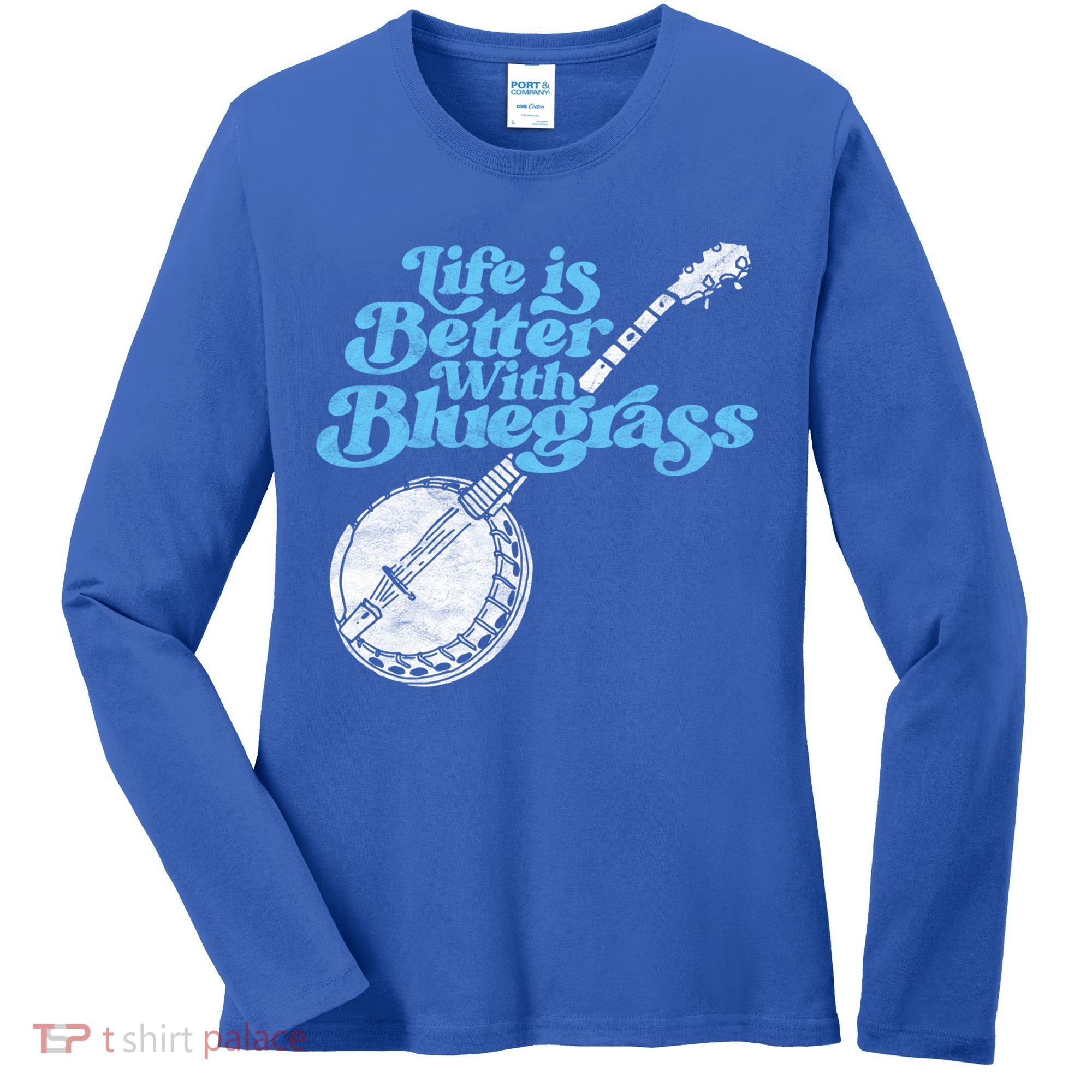 Life Is Better With Bluegrass! Eighties Vibe Banjo Retro Gift Women's Long Sleeve Shirt