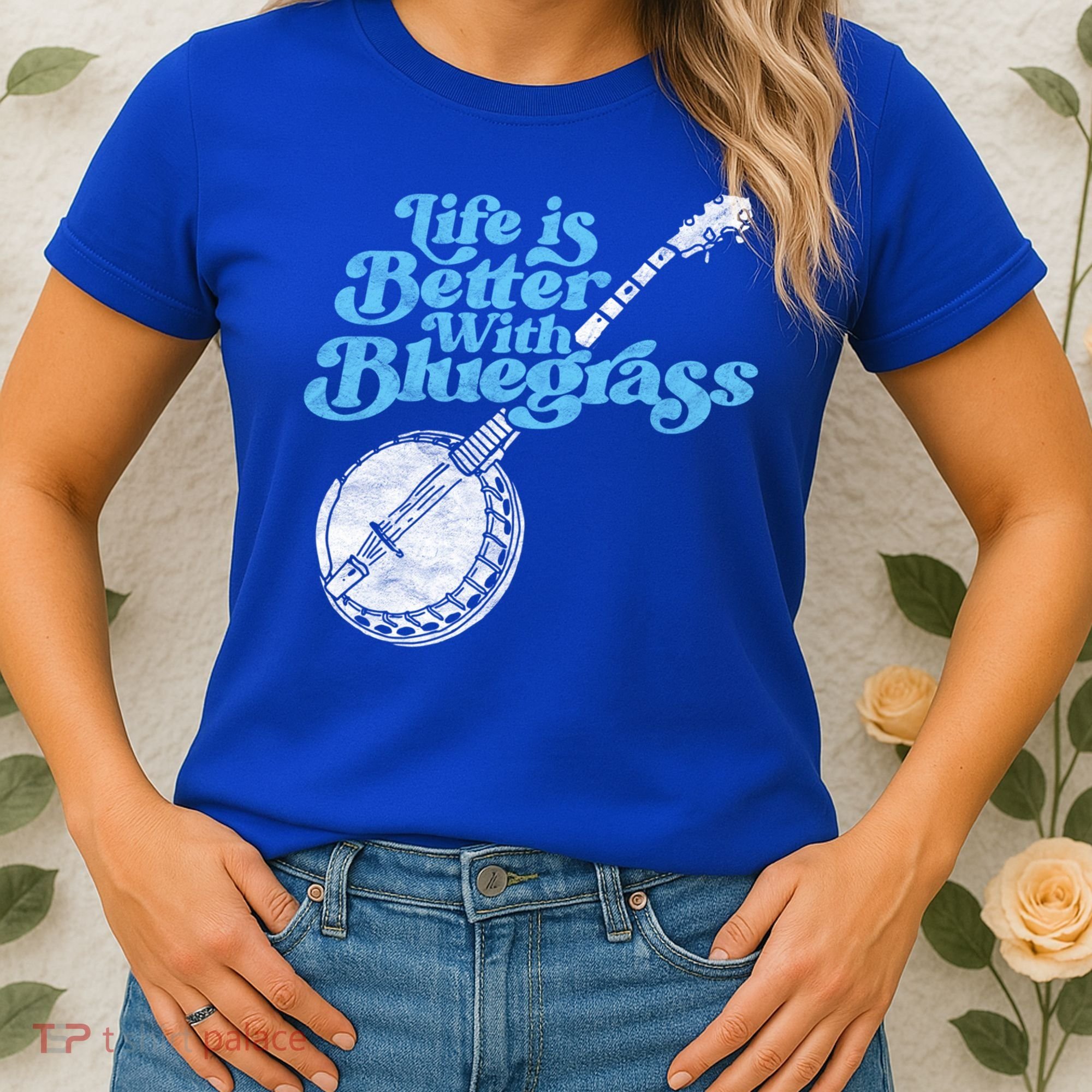 Life Is Better With Bluegrass! Eighties Vibe Banjo Retro Gift Women's T-Shirt