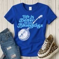 Life Is Better With Bluegrass! Eighties Vibe Banjo Retro Gift Women's T-Shirt thumb 3