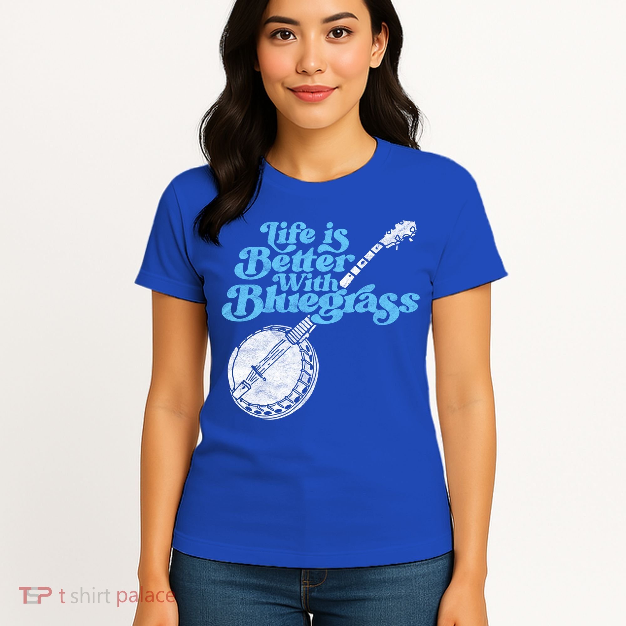 Life Is Better With Bluegrass! Eighties Vibe Banjo Retro Gift Women's T-Shirt