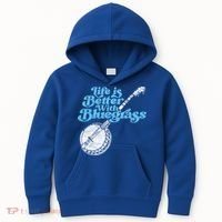 Life Is Better With Bluegrass! Eighties Vibe Banjo Retro Gift Kids Hoodie thumb 0