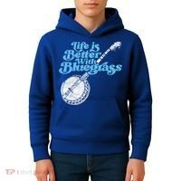 Life Is Better With Bluegrass! Eighties Vibe Banjo Retro Gift Kids Hoodie thumb 4