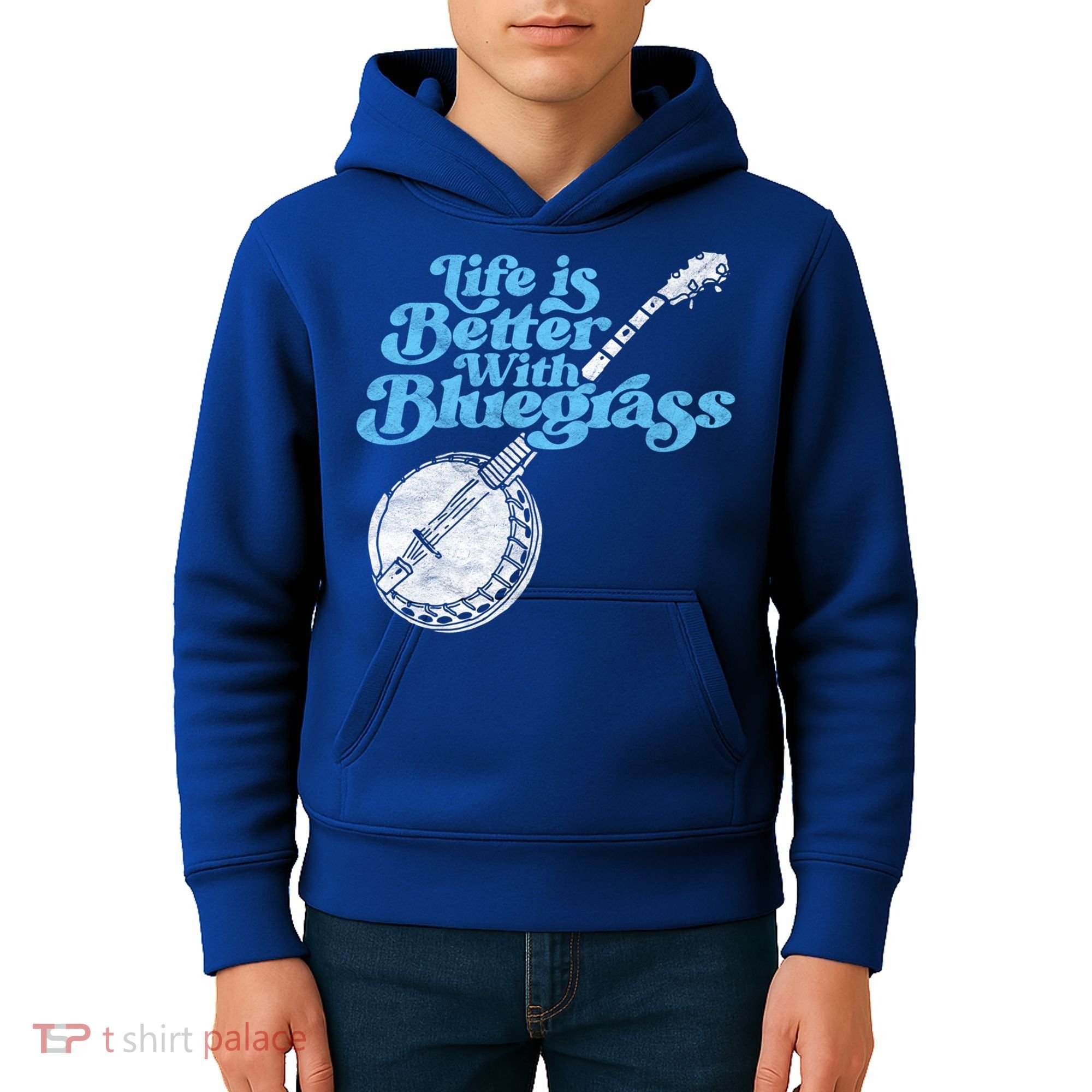 Life Is Better With Bluegrass! Eighties Vibe Banjo Retro Gift Kids Hoodie