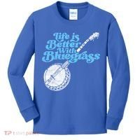 Life Is Better With Bluegrass! Eighties Vibe Banjo Retro Gift Kids Long Sleeve Shirt thumb 0