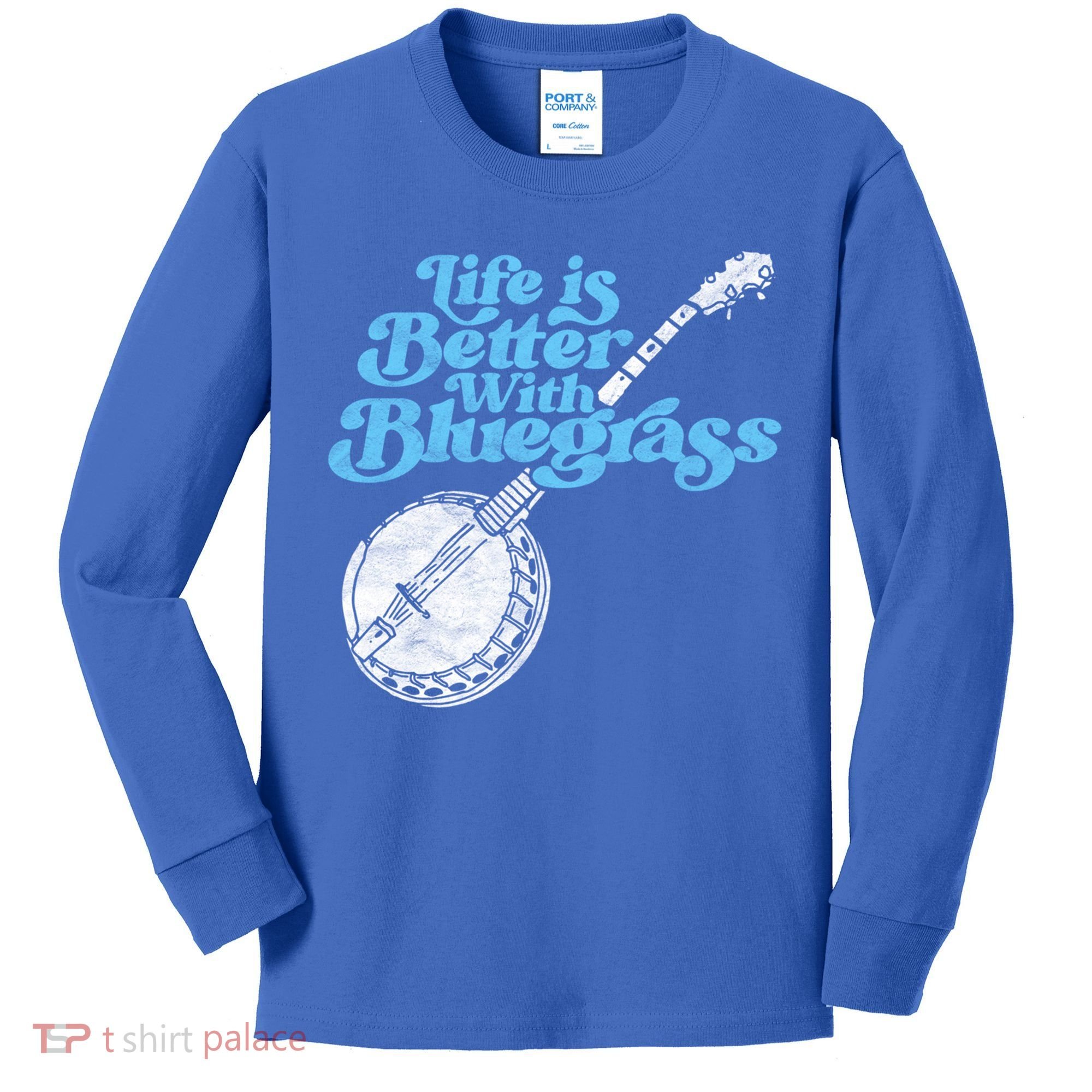 Life Is Better With Bluegrass! Eighties Vibe Banjo Retro Gift Kids Long Sleeve Shirt