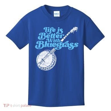 Life Is Better With Bluegrass! Eighties Vibe Banjo Retro Gift Kids T-Shirt