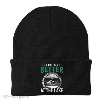 Life Is Better At The Lake Pontoon Boat Pontooning Gift Beanie