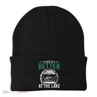 Life Is Better At The Lake Pontoon Boat Pontooning Gift Beanie thumb 0