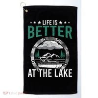 Life Is Better At The Lake Pontoon Boat Pontooning Gift Golf Towel thumb 0