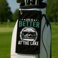 Life Is Better At The Lake Pontoon Boat Pontooning Gift Golf Towel thumb 2