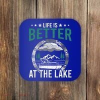 Life Is Better At The Lake Pontoon Boat Pontooning Gift Coaster thumb 0